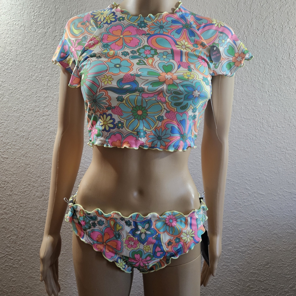 Floral Ruffle Three-Piece Swim Set - Multicolor - Picture 3 of 14